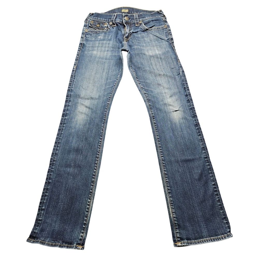 True Religion Ricky Relaxed Straight Jeans Mens 30 Medium Wash Streetwear Denim